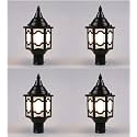 Arus Metal Exterior Modern Design Waterproof Polygonal Shaped Black Gate Light for Home and Apartments (Black, Pack of 4 Light)