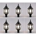 Arus Metal Exterior Modern Design Waterproof Polygonal Shaped Black Gate Light for Home and Apartments (Black, Pack of 6 Lamp)