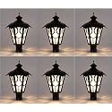 Arus Metal Exterior Modern Design Waterproof Top Umbrella Shaped Gate Light for Home and Apartments (Black, Pack of 6 Lamp)