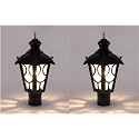Arus Metal Exterior Modern Design Waterproof Top Umbrella Shaped Gate Light for Home and Apartments (Black, Pack of 2 Light)