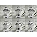 Arus Metal Exterior Modern Design Waterproof Bowl Shaped Gate Lamp for Home and Apartments (Silver, Pack of 6 Lamp)