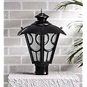 Arus Metal Exterior Modern Design Waterproof Top Umbrella Shaped Gate Light for Home and Apartments (Black, Pack of 1 Lamp)