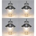 Arus Metal Exterior Modern Design Waterproof Bowl Shaped Gate Lamp for Home and Apartments (Silver, Pack of 4 Lamp)