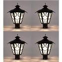 Arus Metal Exterior Modern Design Waterproof Top Umbrella Shaped Gate Light for Home and Apartments (Black, Pack of 4 Lamp)