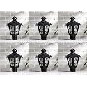 Arus Metal Exterior Modern Design Waterproof Top Umbrella Shaped Gate Light for Home and Apartments (Black, Pack of 6 Light)