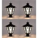 Arus Metal Exterior Modern Design Waterproof Top Umbrella Shaped Gate Light for Home and Apartments (Black, Pack of 4 Light)