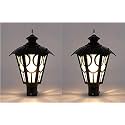 Arus Metal Exterior Modern Design Waterproof Top Umbrella Shaped Gate Light for Home and Apartments (Black, Pack of 2 Lamp)