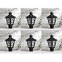 Arus Metal Exterior Modern Design Waterproof Top Umbrella Shaped Gate Lamp for Home and Apartments (Black, Pack of 6 Lamp)