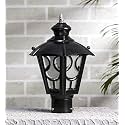 Arus Metal Exterior Modern Design Waterproof Top Umbrella Shaped Gate Lamp for Home and Apartments (Black, Pack of 1 Lamp)