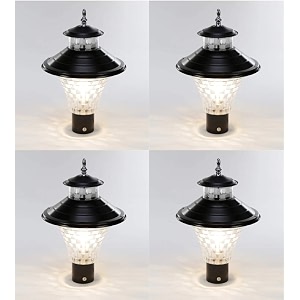 arus modern design water proof cone shaped black outdoor gate lamp for home black-transparent pack of 4 lamp