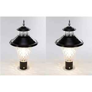 arus modern design waterproof cone shaped black outdoor gate light for home black-transparent pack of 2 light