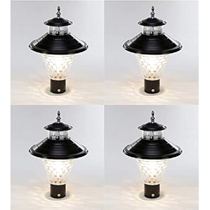 arus modern design waterproof cone shaped black outdoor gate lamp for home black-transparent pack of 4 lamp
