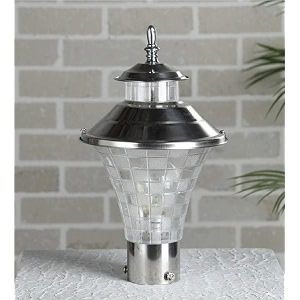 arus modern design waterproof cone shaped silver outdoor gate lamp for home silver-transparent pack of 1 lamp