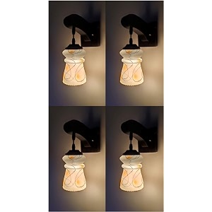 arus wooden and glass black circular line pattern yellow shade downlight wall lamp for home yellow  pack of 4