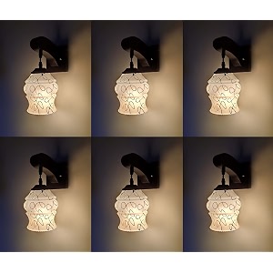 arus wooden and glass black circular line pattern white shade downlight fancy wall lamp for home black-white  pack of 6