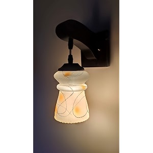 arus wooden and glass black circular line pattern yellow shade downlight wall lamp for home yellow  pack of 1