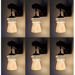 arus wooden and glass black circular line pattern yellow shade downlight wall lamp for home yellow  pack of 6