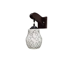 arus wooden and glass black circular line pattern white shade downlight fancy wall lamp for home white-black  pack of 2