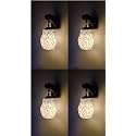Arus Wooden and Glass Black Circular Line Pattern White Shade Downlight Fancy Wall Lamp for Home (White-Black ; Pack of 4)