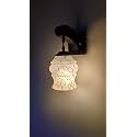 Arus Wooden and Glass Black Circular Line Pattern White Shade Downlight Fancy Wall Lamp for Home (Black-White ; Pack of 1)
