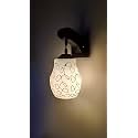 Arus Wooden and Glass Black Circular Line Pattern White Shade Downlight Fancy Wall Lamp for Home (White-Black ; Pack of 1)