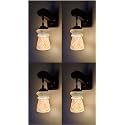 Arus Wooden and Glass Black Circular Line Pattern Yellow Shade Downlight Wall Lamp for Home (Yellow ; Pack of 4)