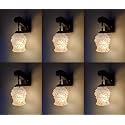 Arus Wooden and Glass Black Circular Line Pattern White Shade Downlight Fancy Wall Lamp for Home (Black-White ; Pack of 6)