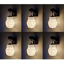 Arus Wooden and Glass Black Circular Line Pattern White Shade Downlight Fancy Wall Lamp for Home (White-Black ; Pack of 6)
