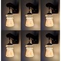 Arus Wooden and Glass Black Circular Line Pattern Yellow Shade Downlight Wall Lamp for Home (Yellow ; Pack of 6)