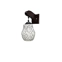 Arus Wooden and Glass Black Circular Line Pattern White Shade Downlight Fancy Wall Lamp for Home (White-Black ; Pack of 2)