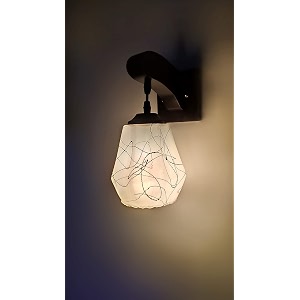 arus wooden and glass black curved line pattern white shade downlight fancy wall lamplight for home white-black  pack of 1