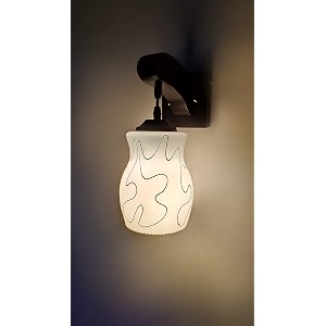 arus wooden and glass black curved line pattern white shade downlight fancy wall light for home white  pack of 1