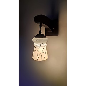 arus wooden and glass black curved line pattern white shade downlight fancy wall lamp for home white  pack of 1