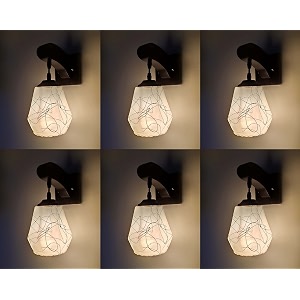 arus wooden and glass black curved line pattern white shade downlight fancy wall lamplight for home white-black  pack of 6