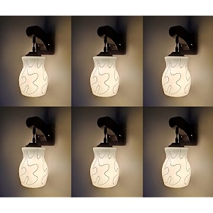 arus wooden and glass black curved line pattern white shade downlight fancy wall light for home white  pack of 6