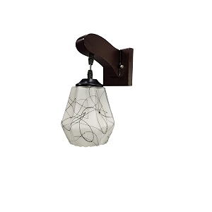 arus wooden and glass black curved line pattern white shade downlight fancy wall lamplight for home white-black  pack of 2