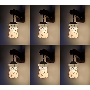 arus wooden and glass black curved line pattern white shade downlight fancy wall lamp for home white  pack of 6