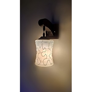 arus wooden and glass black curved line pattern white shade downlight fancy wall lamp for home white-black  pack of 1