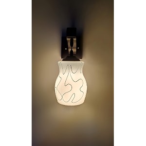 arus wooden and glass black curved line pattern white shade downlight fancy wall light for home white  pack of 2