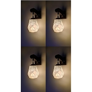 arus wooden and glass black curved line pattern white shade downlight fancy wall lamplight for home white-black  pack of 4