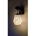 Arus Wooden and Glass Black Curved Line Pattern White Shade Downlight Fancy Wall Lamp/Light for Home (White-Black ; Pack of 1)