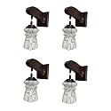 Arus Wooden and Glass Black Curved Line Pattern White Shade Downlight Fancy Wall Lamp for Home (White ; Pack of 4)