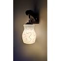 Arus Wooden and Glass Black Curved Line Pattern White Shade Downlight Fancy Wall Light for Home (White ; Pack of 1)