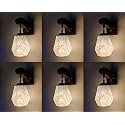 Arus Wooden and Glass Black Curved Line Pattern White Shade Downlight Fancy Wall Lamp/Light for Home (White-Black ; Pack of 6)