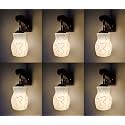 Arus Wooden and Glass Black Curved Line Pattern White Shade Downlight Fancy Wall Light for Home (White ; Pack of 6)
