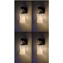 Arus Wooden and Glass Black Curved Line Pattern White Shade Downlight Fancy Wall Lamp for Home (White-Black ; Pack of 4)