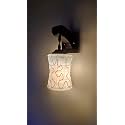 Arus Wooden and Glass Black Curved Line Pattern White Shade Downlight Fancy Wall Lamp for Home (White-Black ; Pack of 1)