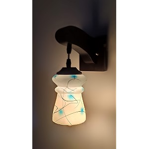 arus wooden and glass circular black line pattern modern downlight wall lamp for home blue-white  pack of 1
