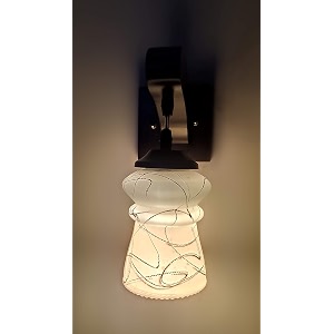 arus wooden and glass circular white line pattern modern downlight wall lamp for home white  pack of 2