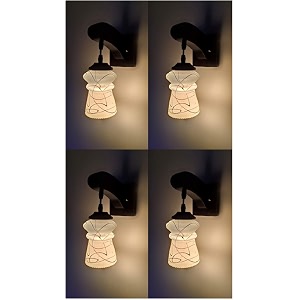 arus wooden and glass circular white line pattern modern downlight wall lamp for home white  pack of 4